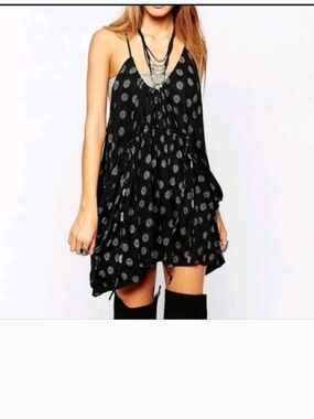 Black Floral Print Spaghetti Strap Mini Dress